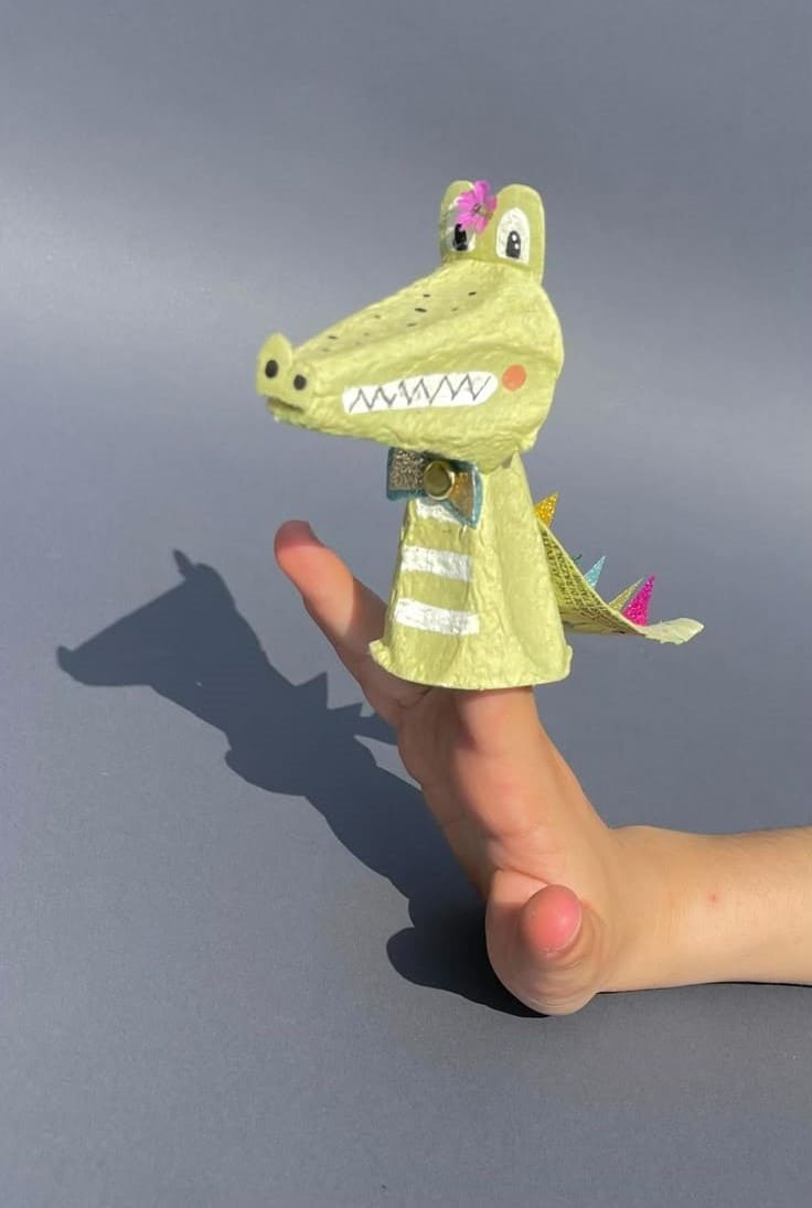 Egg Carton Crocodile Puppet