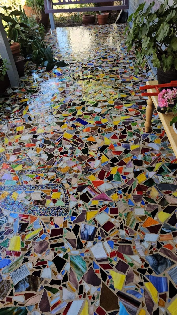 Stained Glass Mosaic Patio Floor