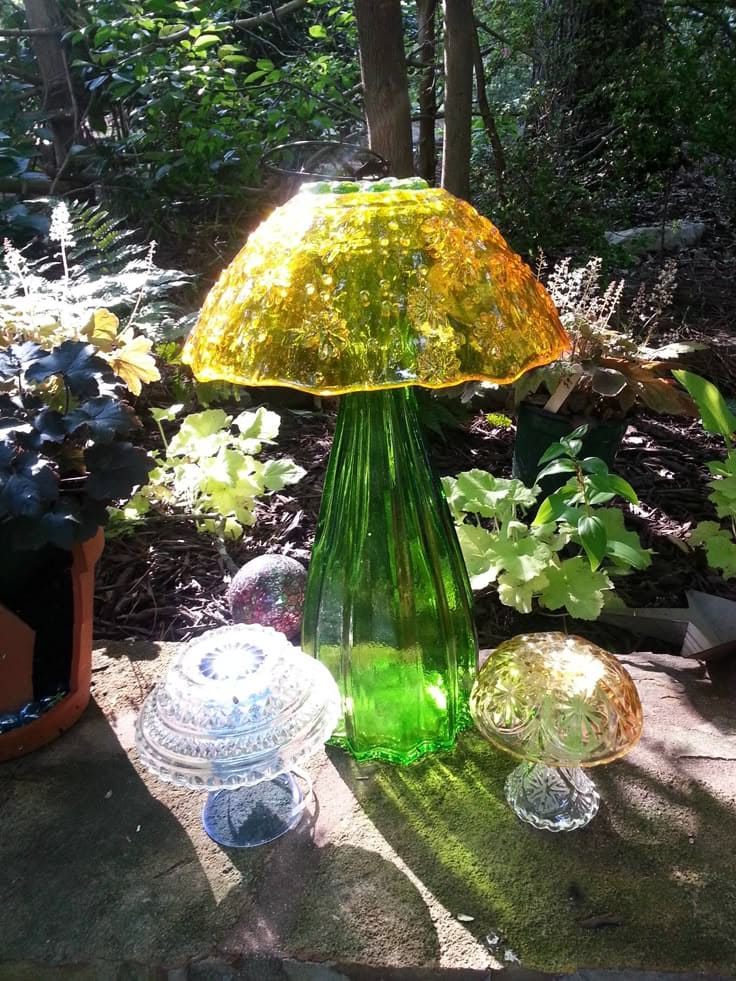 Glass Garden Mushroom Sculptures