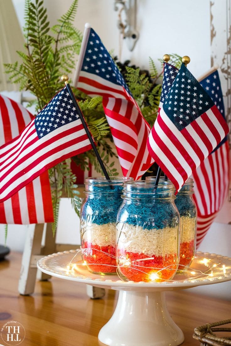 Patriotic Rice Jar Flags