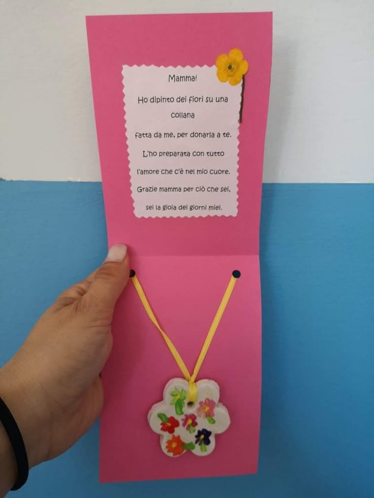 Handmade Floral Necklace Mothers Day Card