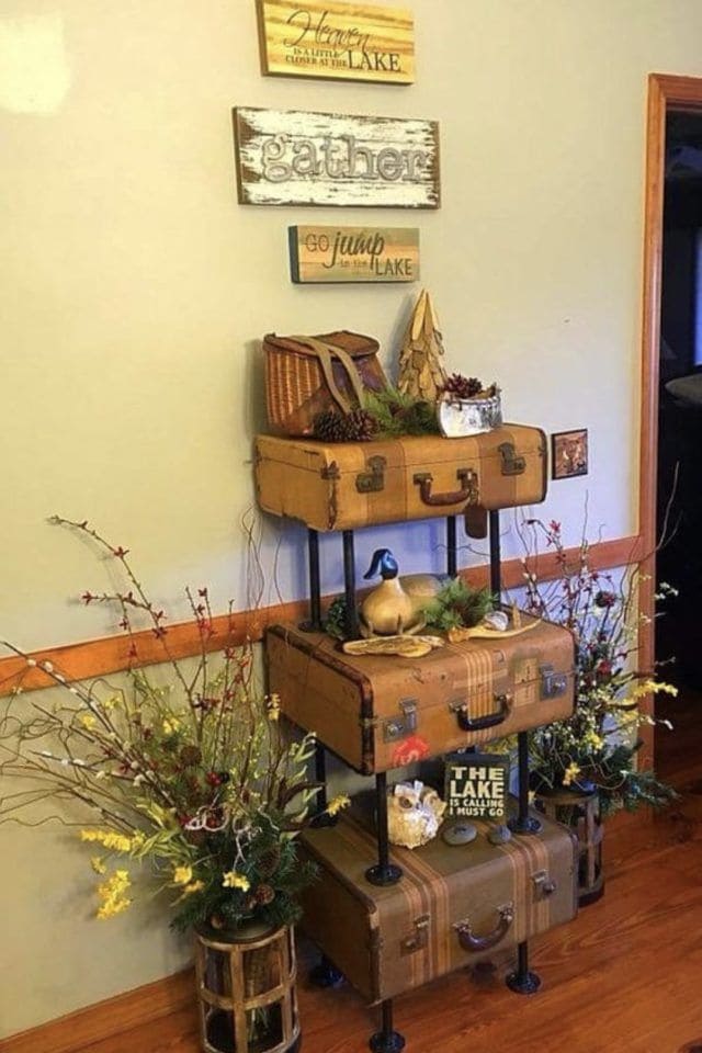 Rustic Suitcase Tiered Display