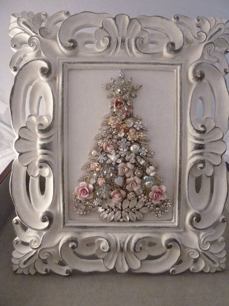 Elegant Vintage Jewelry Christmas Tree Art