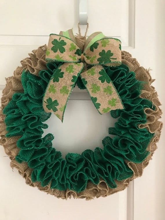 Rustic Burlap Shamrock Harmony Wreath