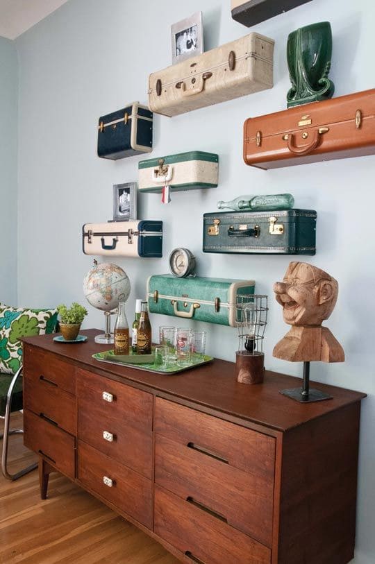 Eclectic Suitcase Wall Display