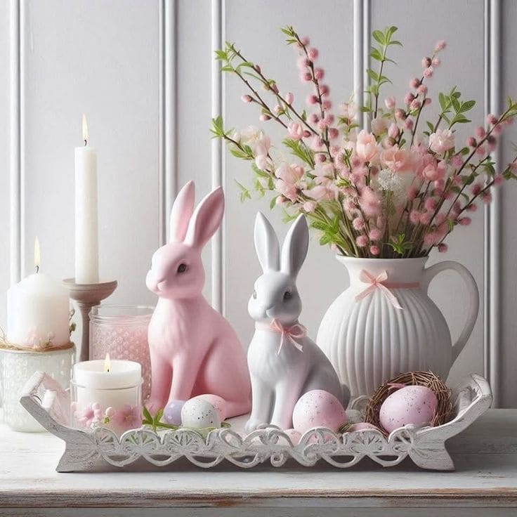 Elegant Pastel Bunny Easter Display