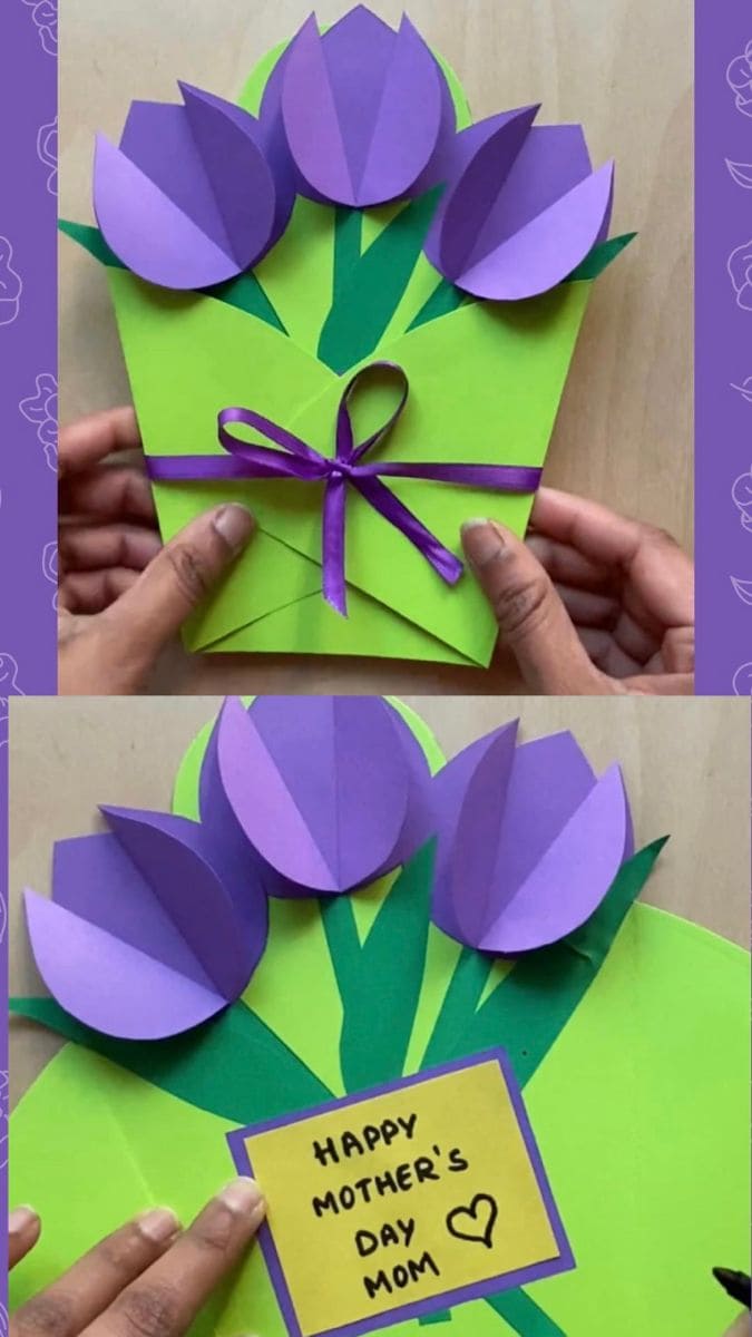 Charming 3D Tulip Bouquet Card for Mom