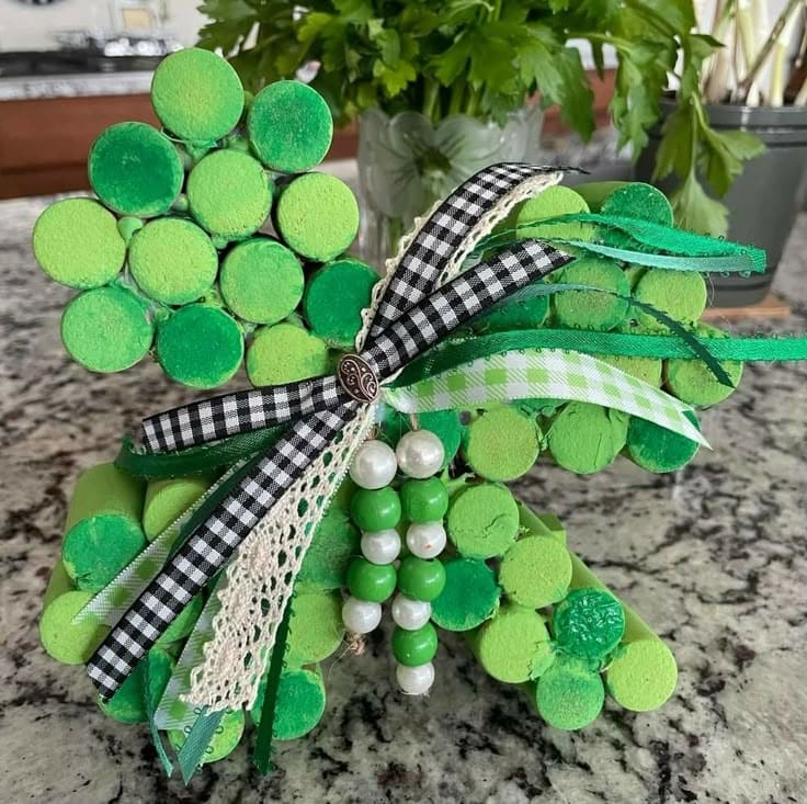 Playful St. Patricks Day Cork Clover Decor