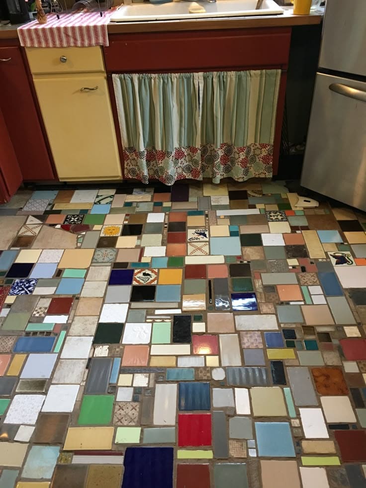 Eclectic Reclaimed Tile Kitchen Floor