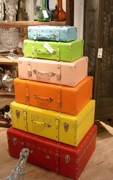 Vibrant Stacked Suitcase Display