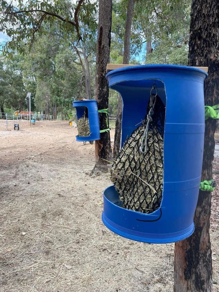 Hanging Barrel Hay Feeder