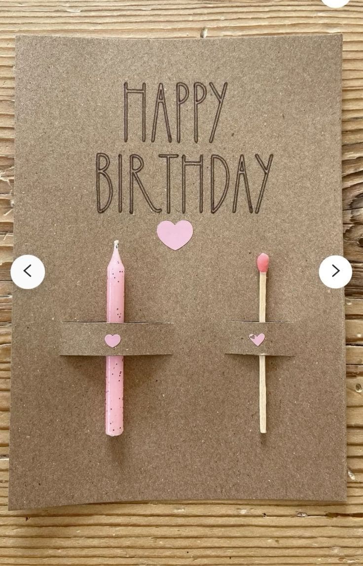 Minimalist Candle and Match Birthday Card