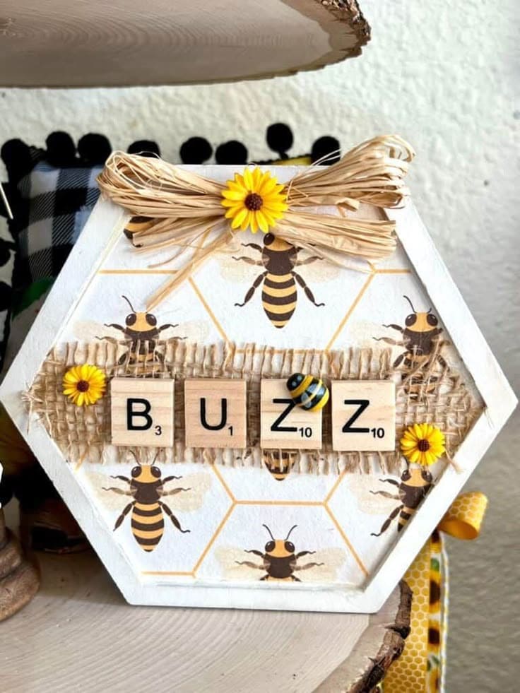 Charming Rustic Buzz Bee Wall Art