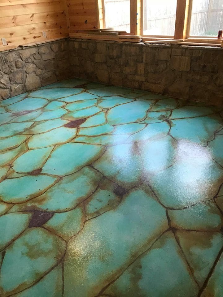Turquoise Stone Stained Floor