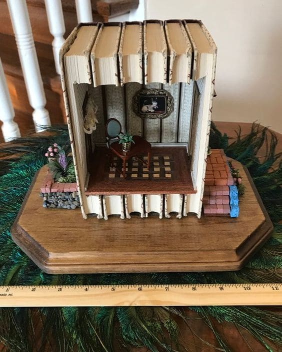 Victorian-Inspired Mini Room in Stacked Books