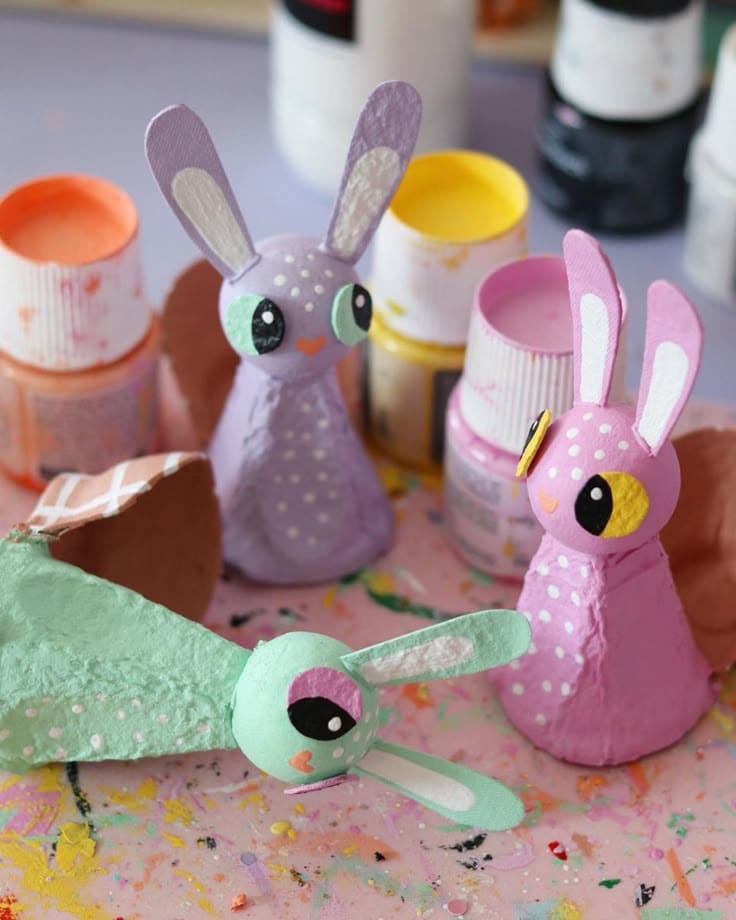 Pastel Bunny Buddies From Egg Cartons