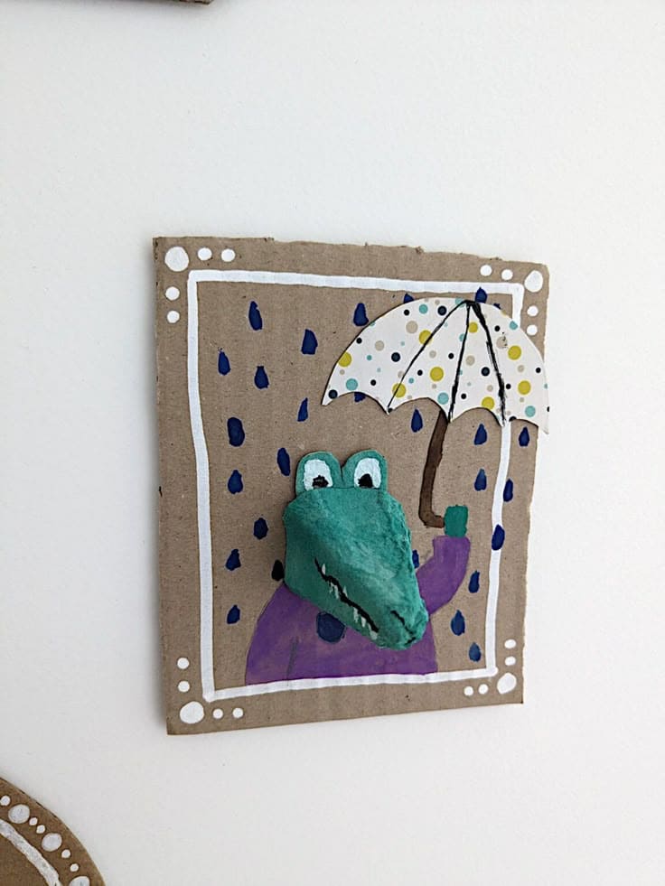 Egg Carton Crocodile Portrait