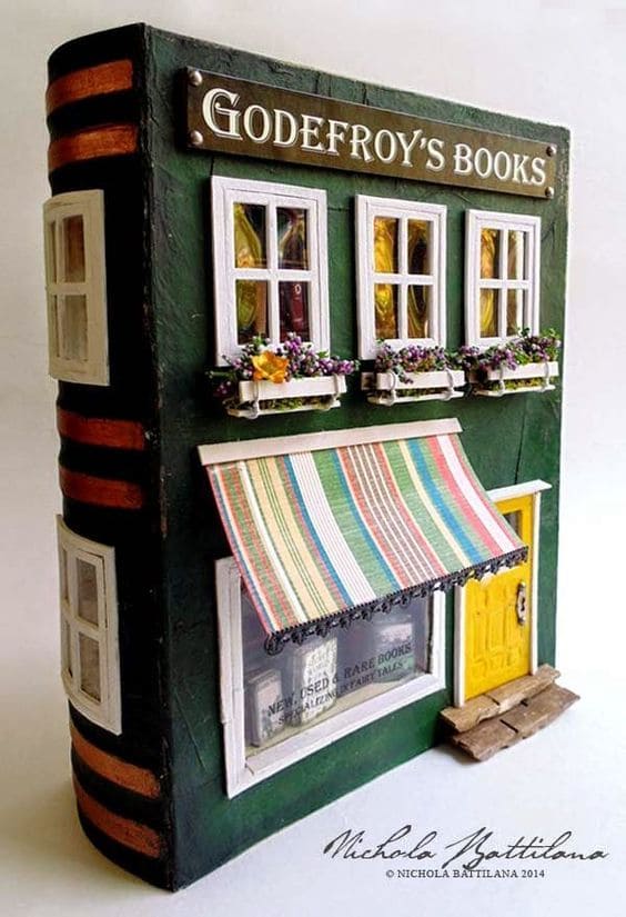 Magical Miniature Bookstore Front Display