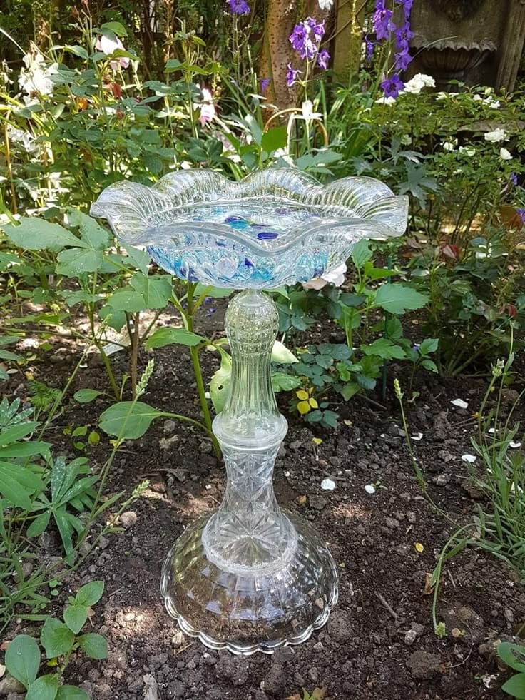 Vintage Crystal Birdbath