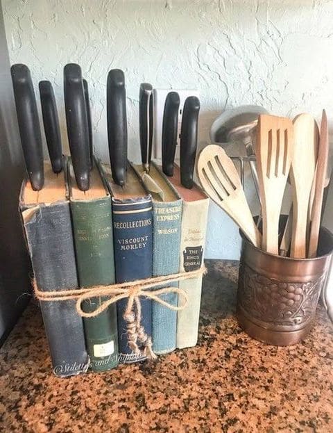 Old Books Turned Clever Knife Holder