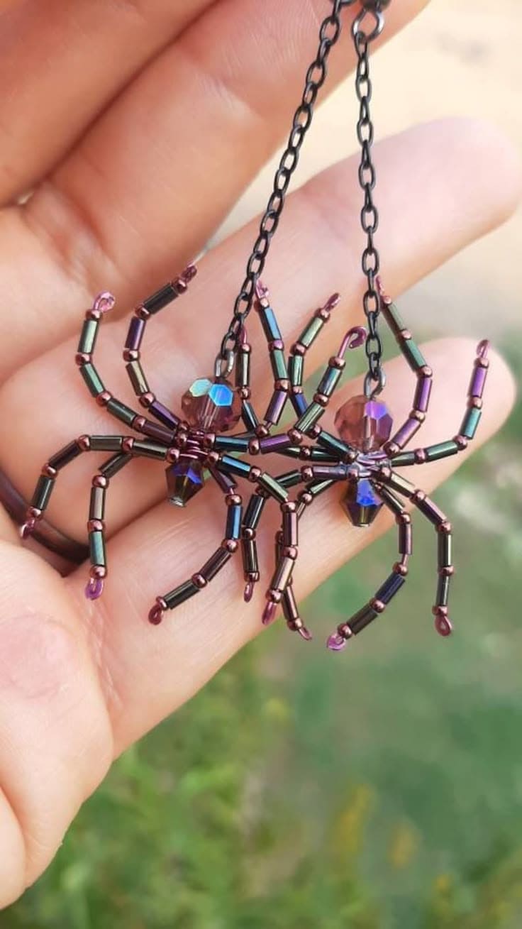 Beaded Spider Earrings