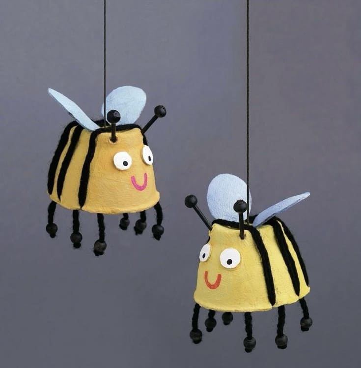 Egg Carton Bumble Bee Hanging Mobile