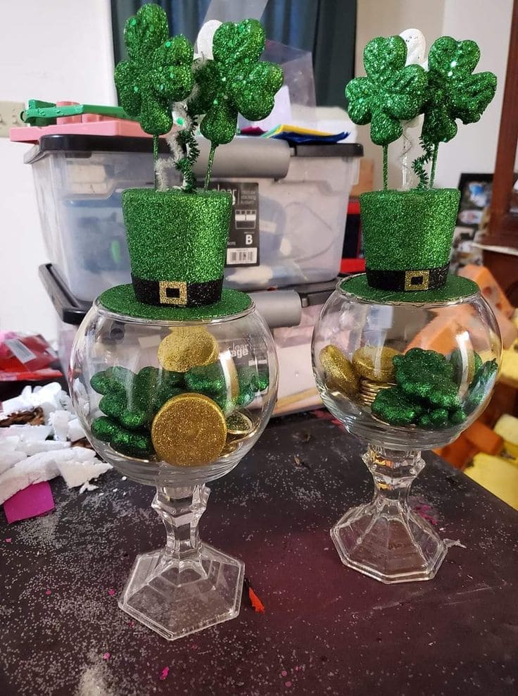 Whimsical Leprechaun Hat Candy Goblets