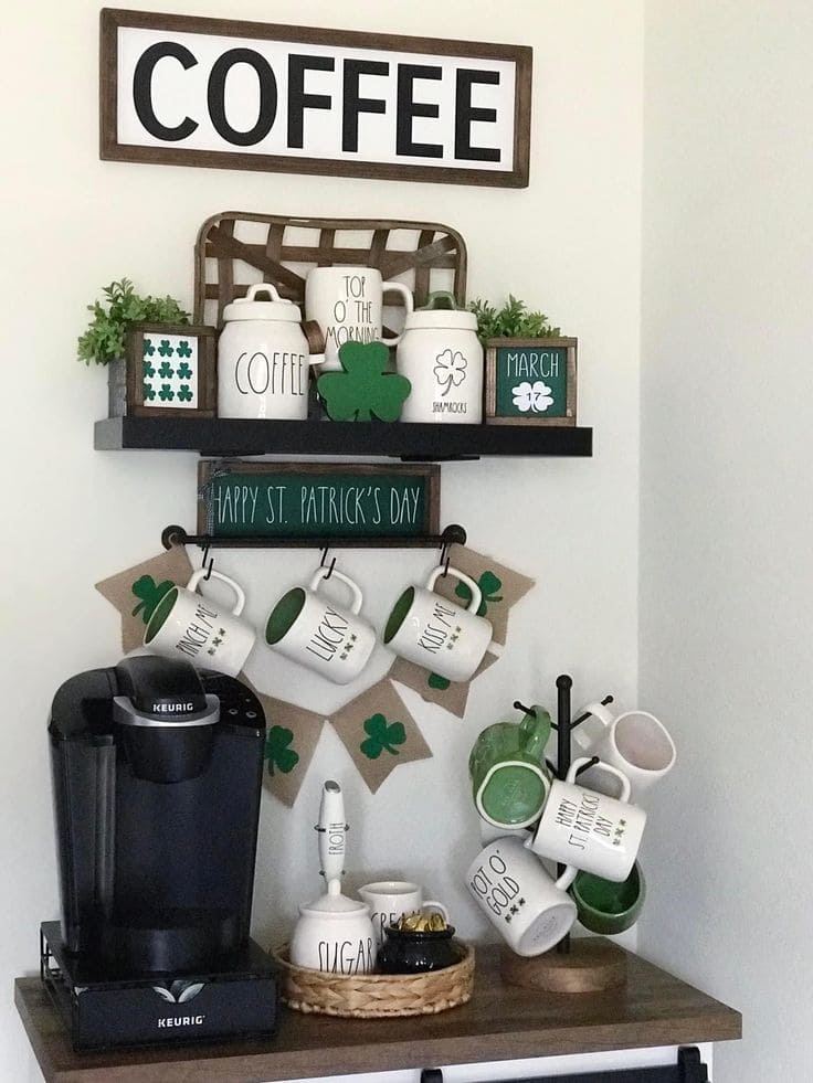 Cozy St. Patricks Day Coffee Station Glow