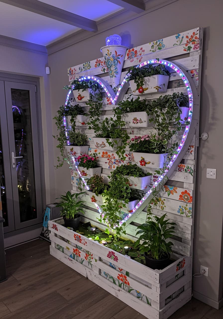 Magical Lighted Heart Pallet Wall