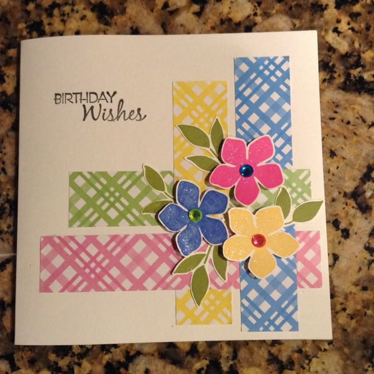 Vibrant Plaid Floral Birthday Card DIY