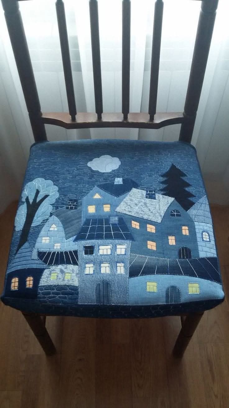 Winter Village Denim Chair Cover