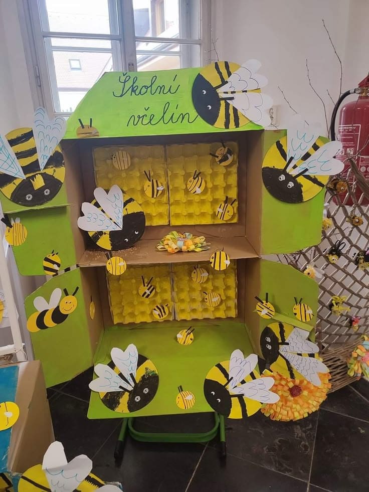 Whimsical Cardboard Beehive Classroom Display