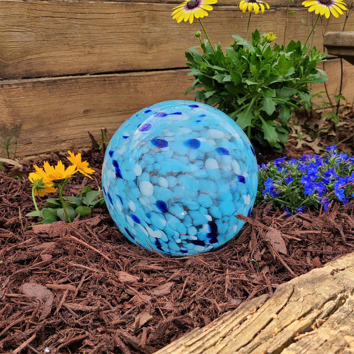 Ocean Blue Glass Orb Garden Light