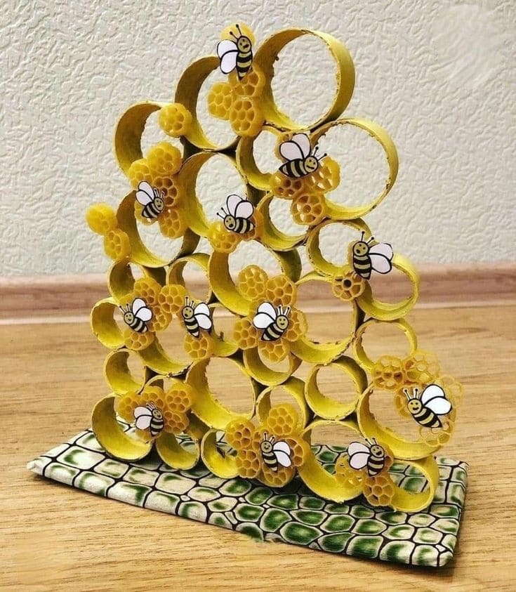 Whimsical Honeycomb Bee Art with Buzzing Charm
