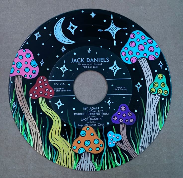 Enchanting Cosmic Mushroom Vinyl Art