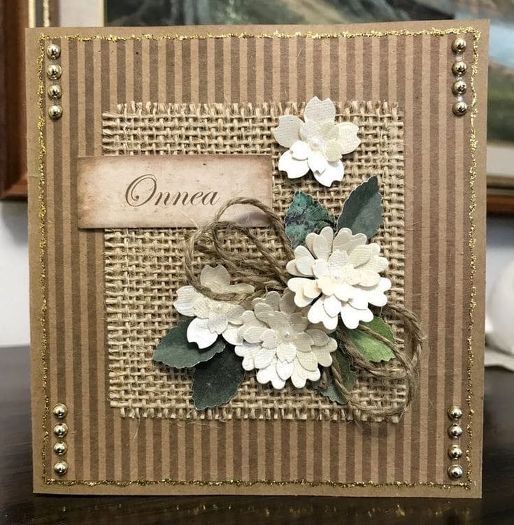 Rustic Burlap Floral Birthday Card DIY