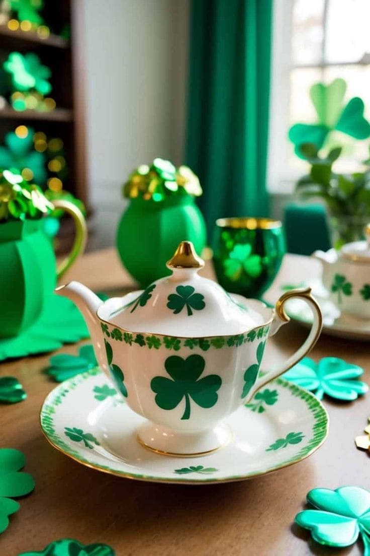 Graceful Shamrock Teapot Table Treasure