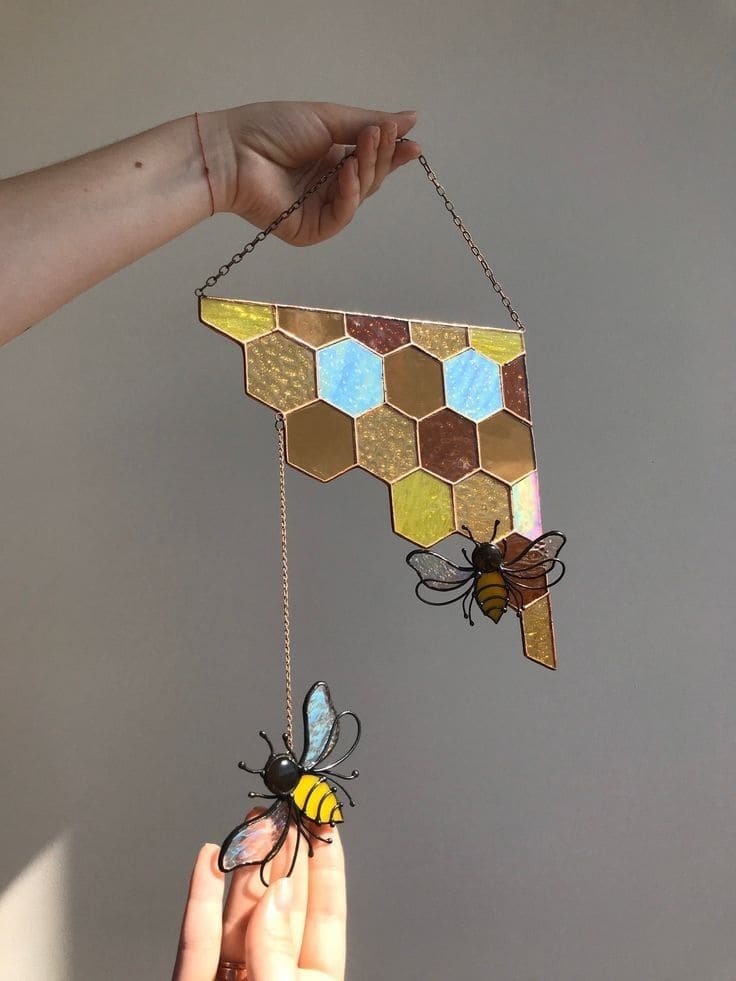 Stunning Stained Glass Bee Ornament