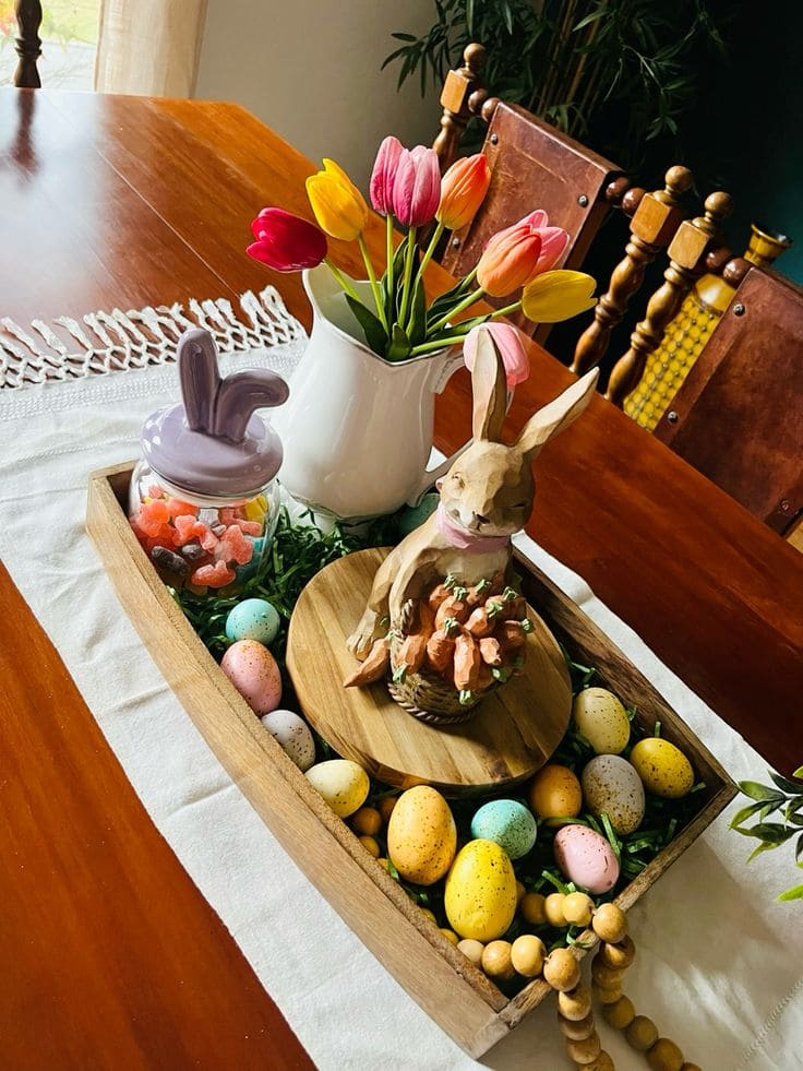 Rustic Charm Easter Tray Centerpiece