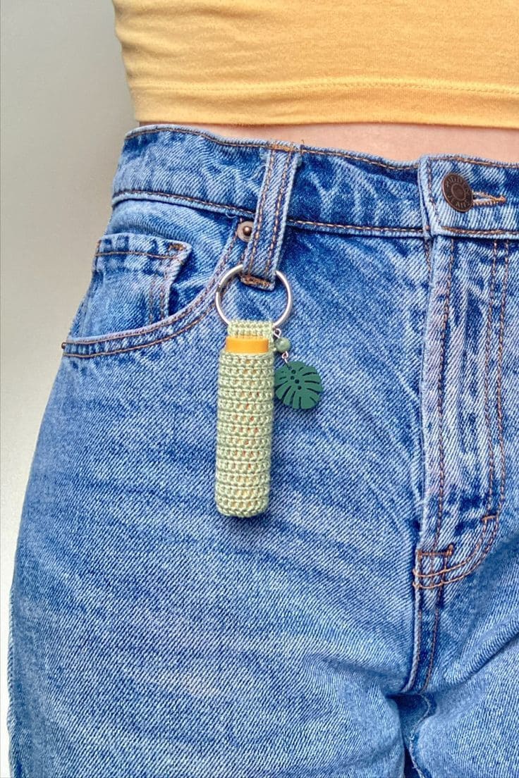 Crochet Lip Balm Holder Keychain