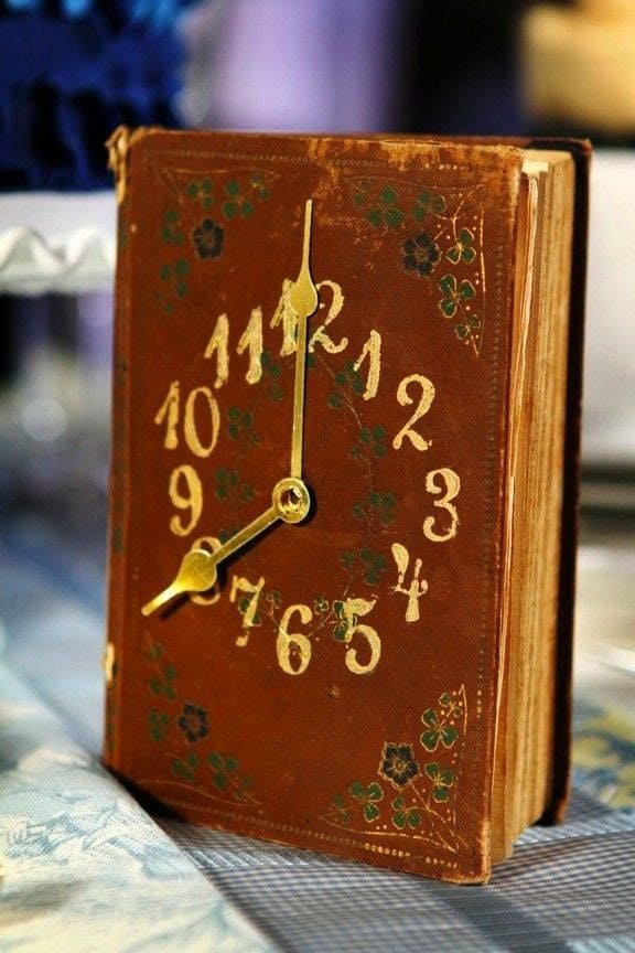Whimsical Vintage Book Clock Display