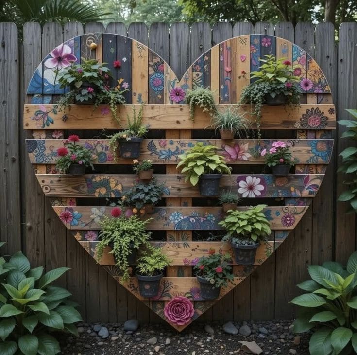 Enchanting Heart-Shaped Pallet Wall Display