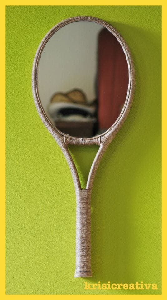 Rustic Tennis Racket Mirror Makeover