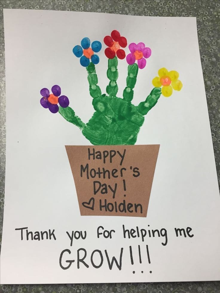 Adorable Handprint Flower Pot Card