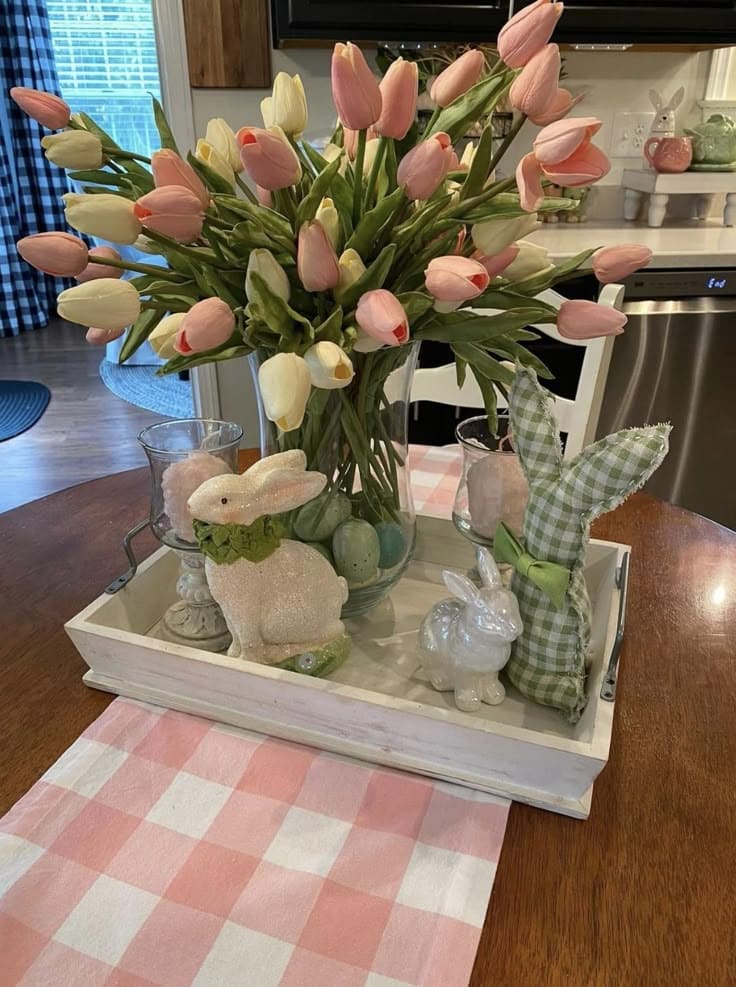 Pastel Tulip And Bunny Easter Tray