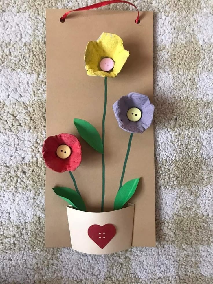 Charming Egg Carton Flower Wall Art