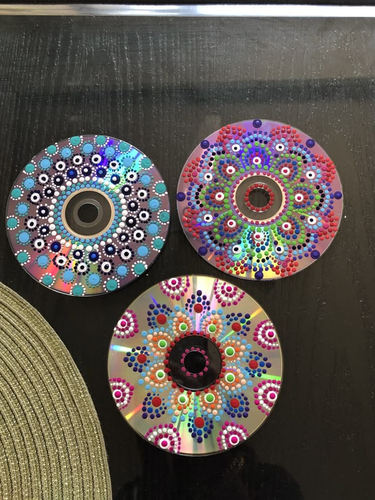 Vibrant Mandala Dot Art on CDs