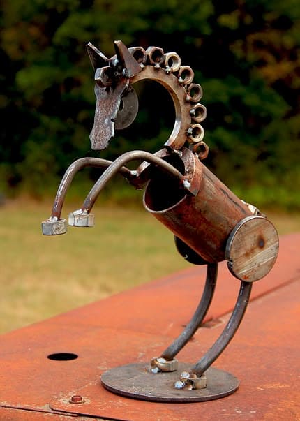 Rearing Metal Horse Sculpture