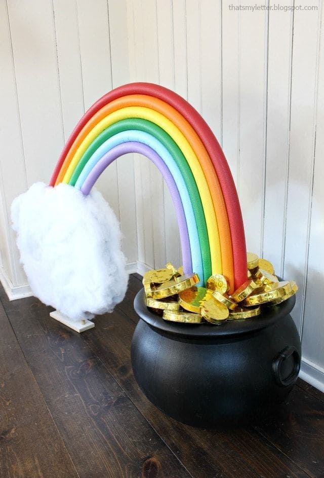 Vibrant St. Patricks Day Rainbow Pot Display