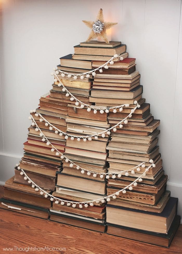 Cozy Book Christmas Tree with Garland Touch